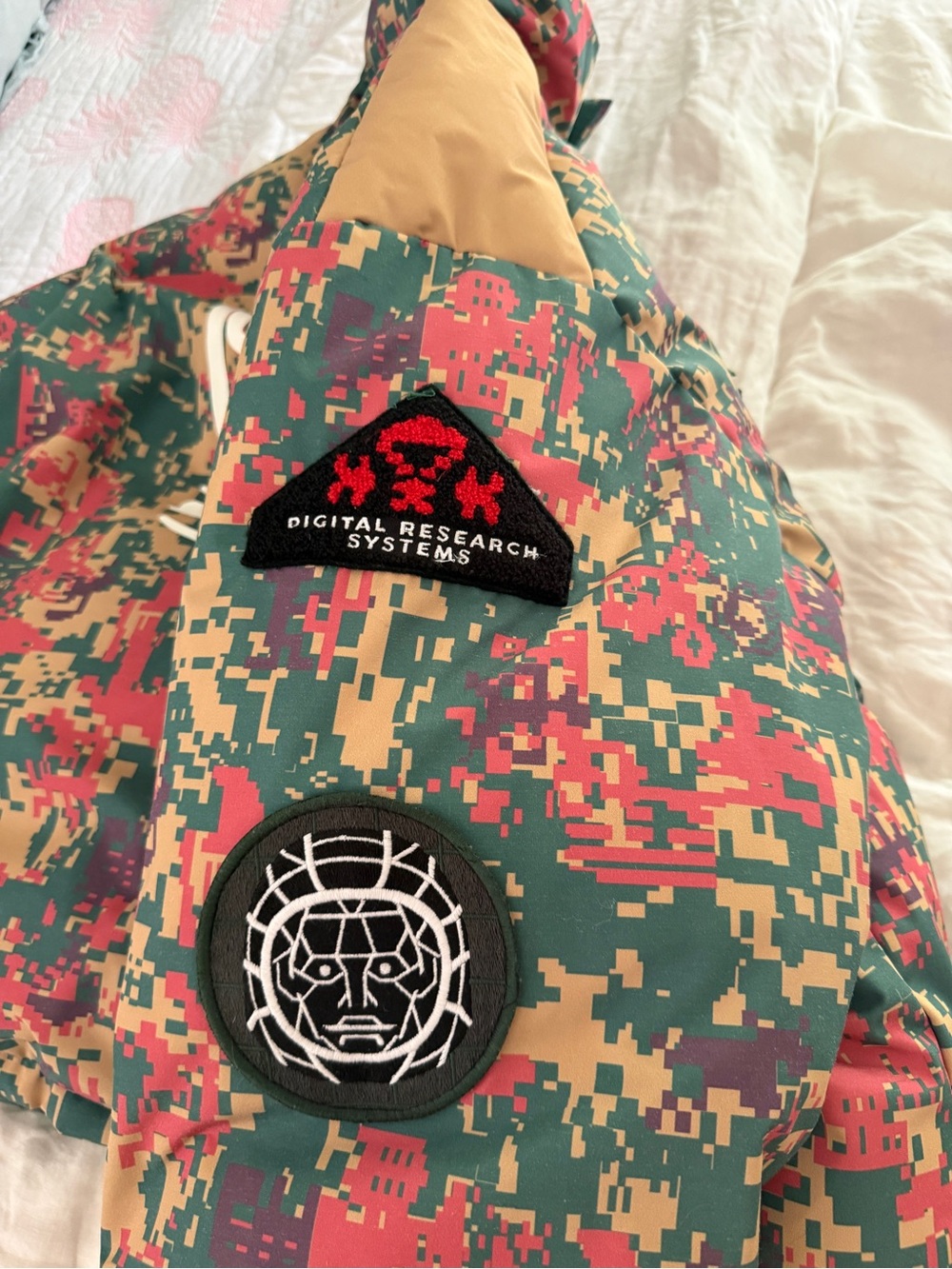 Billionaire Boys Club Green, Pink and Tan Digital Camo Jacket with Navy Patch - Picture 5 of 7
